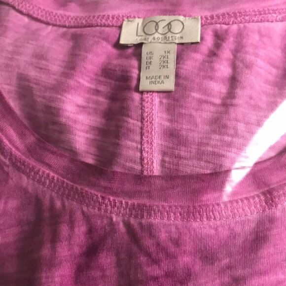 LOGO by Lori Goldstein 3/4 Sleeve Distressed Cotton Slub Top - Picture 3 of 4